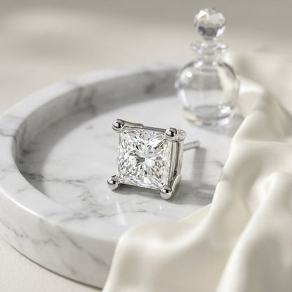 14k White Gold 4-prong Princess Diamond Stud Earrings (1.06 Ct. T.w., Si1-2 Clarity, H-i Color) — atelier still life