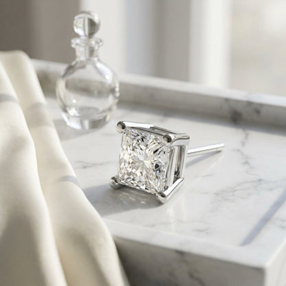 14k White Gold 4-prong Princess Diamond Stud Earrings (1.07 Ct. T.w., Vs1-vs2 Clarity, H-i Color) — atelier still life