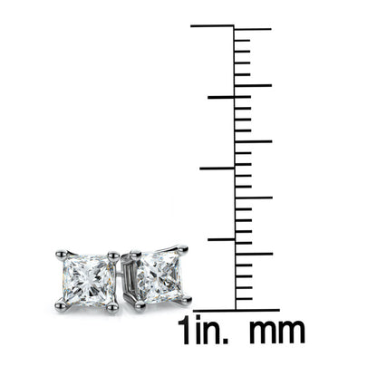 Platinum 4-prong Princess Diamond Stud Earrings (1.06 Ct. T.w., Si1-2 Clarity, H-i Color)