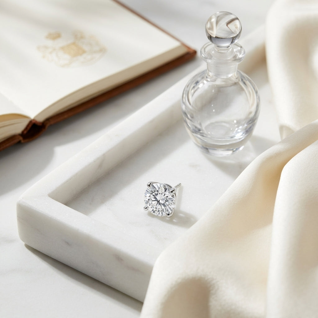 14k White Gold 4-prong Round Brilliant Diamond Stud Earrings (0.75 Ct. T.w., Vs1-vs2 Clarity, H-i Color) — atelier still life