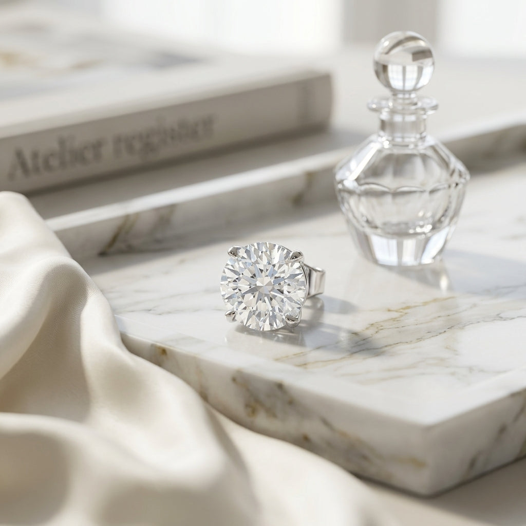 14k White Gold 4-prong Round Brilliant Diamond Stud Earrings (0.75 Ct. T.w., Si1-si2 Clarity, J-k Color) — atelier still life