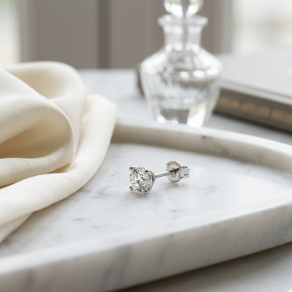 14k White Gold 4-prong Round Brilliant Diamond Stud Earrings (1.06 Ct. T.w., Vs1-vs2 Clarity, F-g Color) — atelier still life