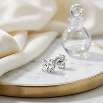 14k White Gold 4-prong Round Brilliant Diamond Stud Earrings (1.06 Ct. T.w., Vs1-vs2 Clarity, H-i Color) — atelier still life