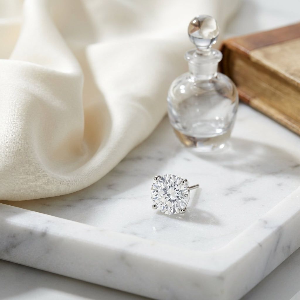 14k White Gold 4-prong Round Brilliant Diamond Stud Earrings (1.48 Ct. T.w., Vs1-vs2 Clarity, H-i Color) — atelier still life