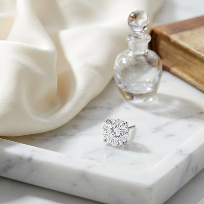 14k White Gold 4-prong Round Brilliant Diamond Stud Earrings (1.48 Ct. T.w., Vs1-vs2 Clarity, H-i Color) — atelier still life