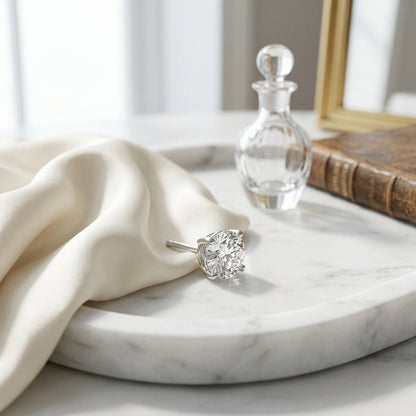 14k White Gold 4-prong Round Brilliant Diamond Stud Earrings (2.09 Ct. T.w., Si1-si2 Clarity, H-i Color) — atelier still life