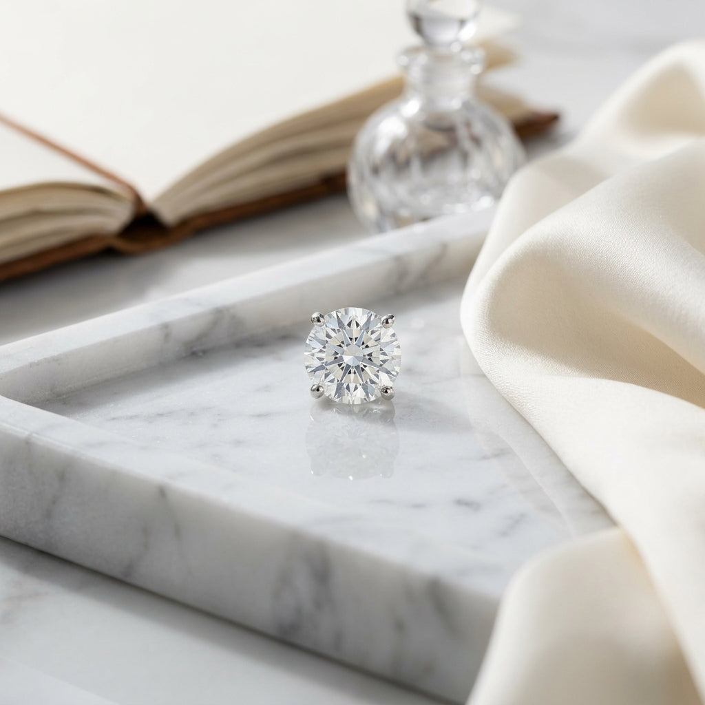 14k White Gold 4-prong Round Brilliant Diamond Stud Earrings (2.09 Ct. T.w., Vs1-vs2 Clarity, H-i Color) — atelier still life