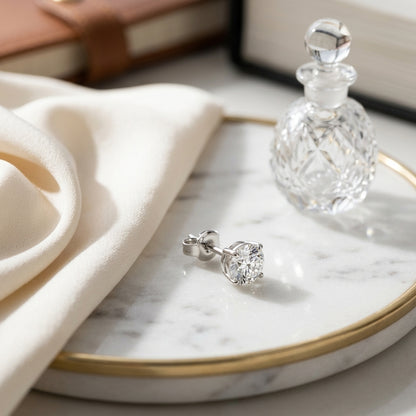 14k White Gold 6-prong Round Brilliant Diamond Stud Earrings (1.06 Ct. T.w., Vs1-vs2 Clarity, F-g Color) — atelier still life