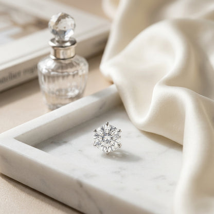 14k White Gold 6-prong Round Brilliant Diamond Stud Earrings (1 Ct. T.w., Si1-si2 Clarity, H-i Color) — atelier still life