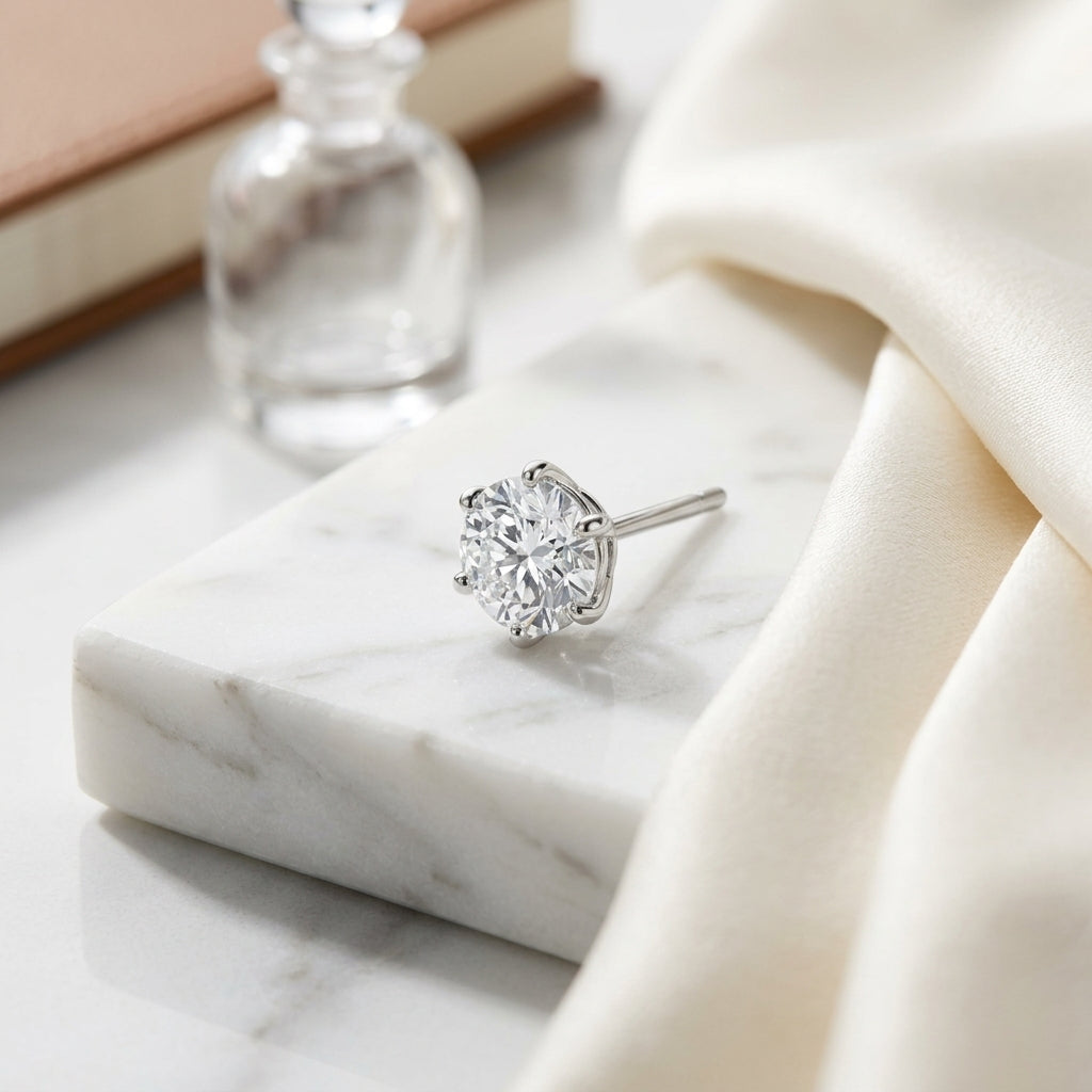 14k White Gold 6-prong Round Brilliant Diamond Stud Earrings (2.09 Ct. T.w., Si1-si2 Clarity, H-i Color) — atelier still life