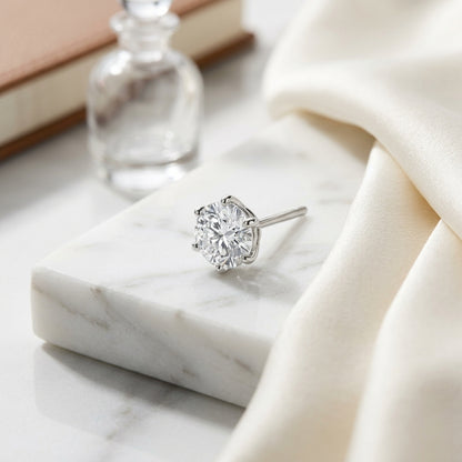 14k White Gold 6-prong Round Brilliant Diamond Stud Earrings (2.09 Ct. T.w., Si1-si2 Clarity, H-i Color) — atelier still life