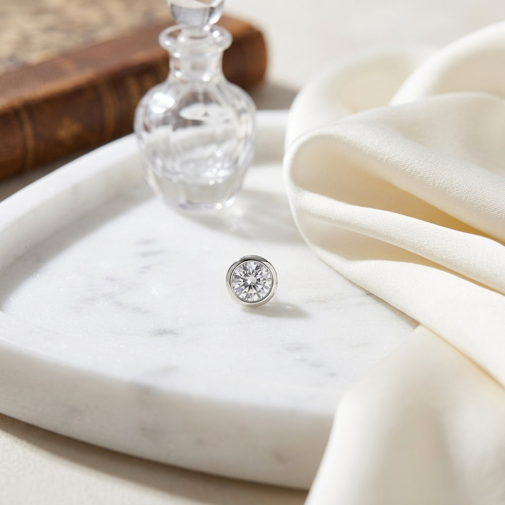 14k White Gold Bezel Set Round Brilliant Diamond Stud Earrings (0.75 Ct. T.w., Vs1-vs2 Clarity, H-i Color) — atelier still life