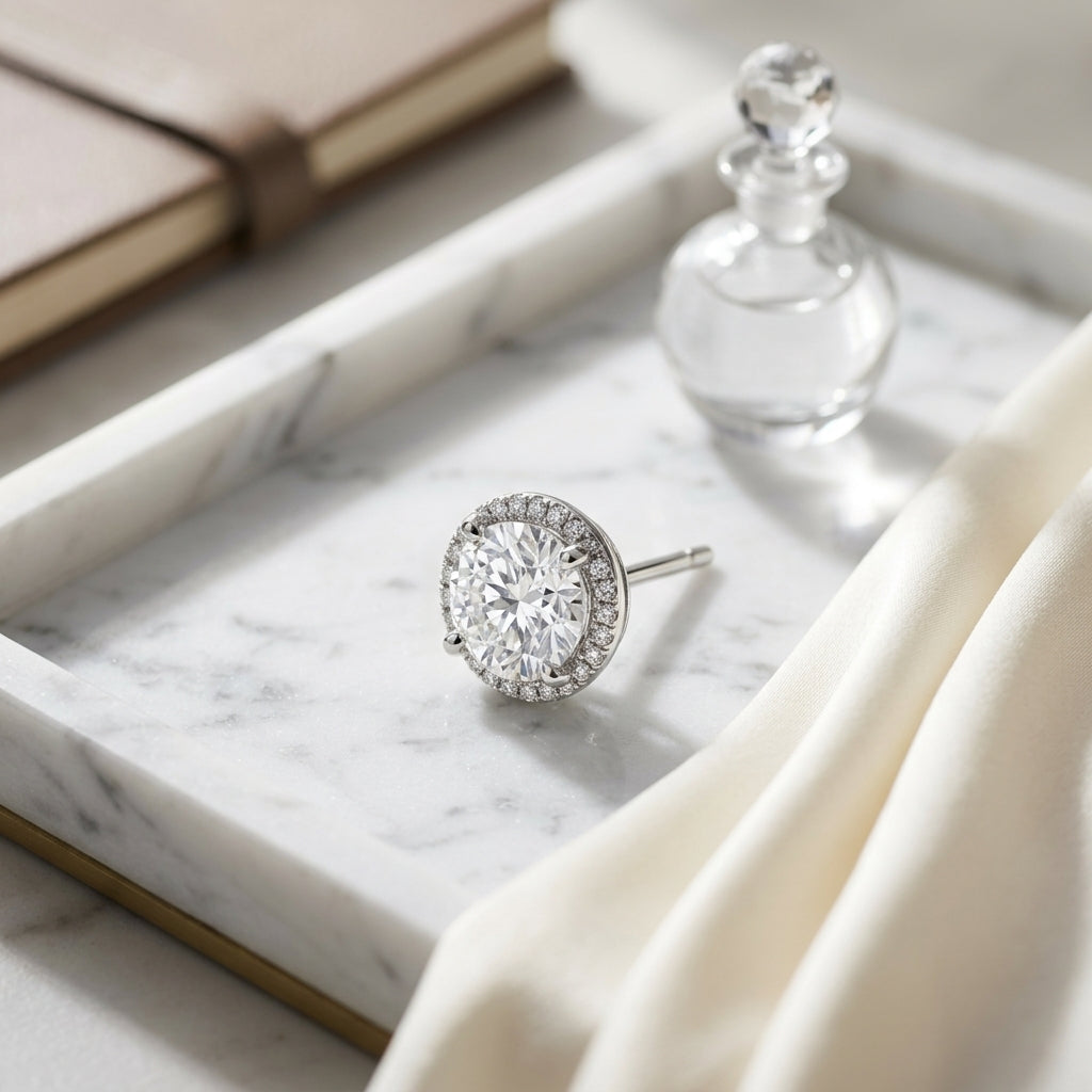 14k White Gold Bezel Set Round Brilliant Diamond Stud Earrings (1 Ct. T.w., Si1-si2 Clarity, H-i Color) — atelier still life