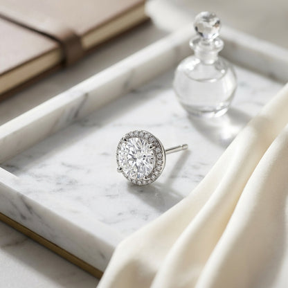 14k White Gold Bezel Set Round Brilliant Diamond Stud Earrings (1 Ct. T.w., Si1-si2 Clarity, H-i Color) — atelier still life