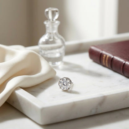 14k White Gold Bezel Set Round Brilliant Diamond Stud Earrings (1.48 Ct. T.w., Vs1-vs2 Clarity, H-i Color) — atelier still life