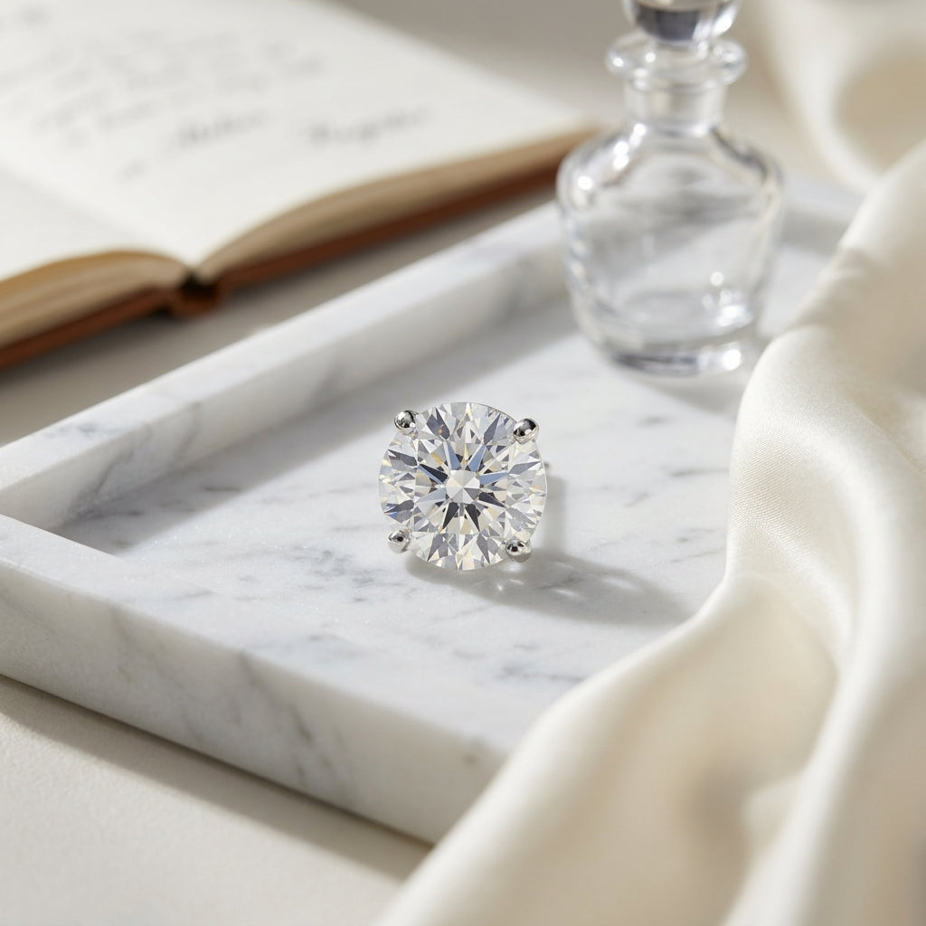 14k White Gold 8-prong Round Brilliant Diamond Stud Earrings (0.75 Ct. T.w., Si1-si2 Clarity, H-i Color) — atelier still life
