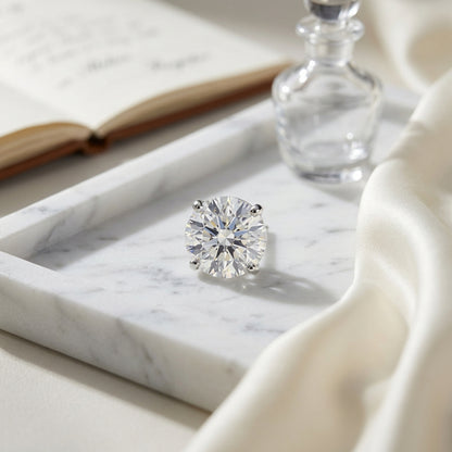 14k White Gold 8-prong Round Brilliant Diamond Stud Earrings (0.75 Ct. T.w., Si1-si2 Clarity, H-i Color) — atelier still life