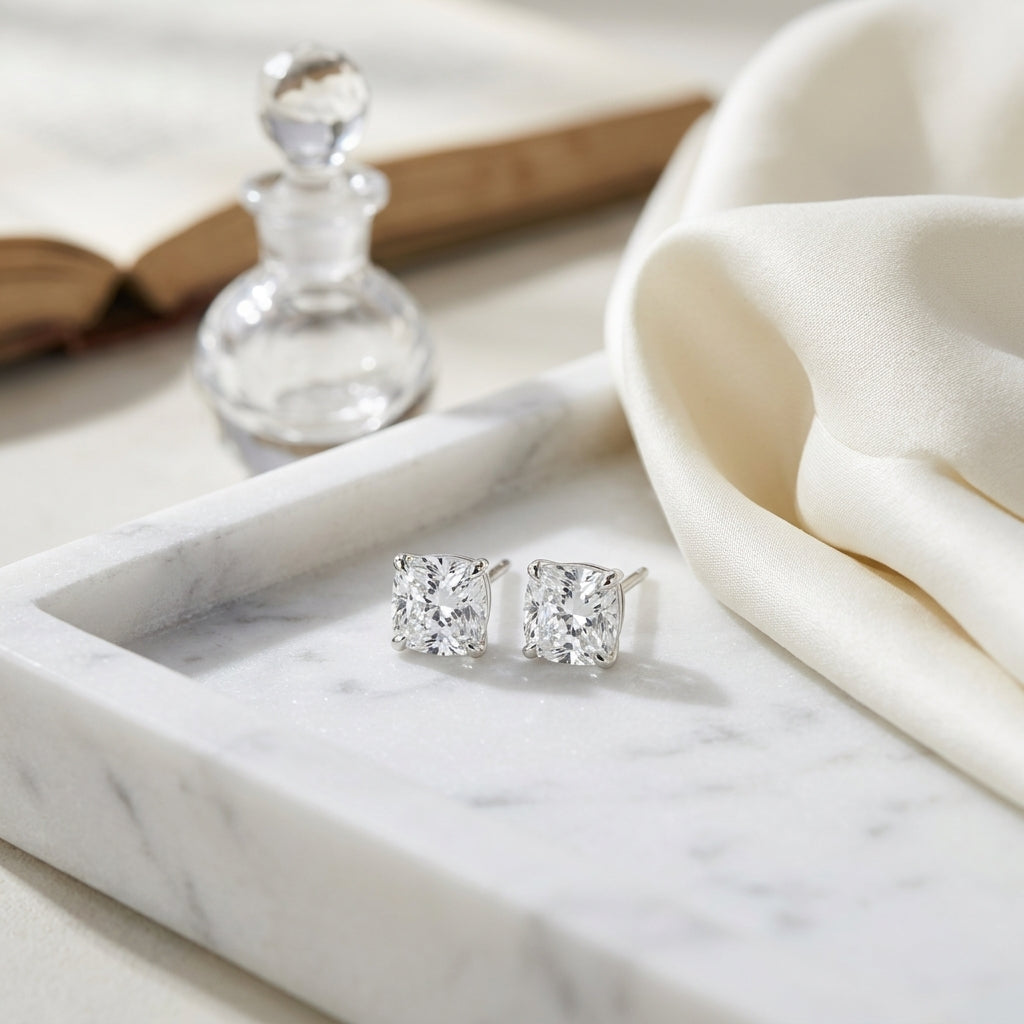 14k White Gold 8-prong Round Brilliant Diamond Stud Earrings (0.75 Ct. T.w., Vs1-vs2 Clarity, H-i Color) — atelier still life