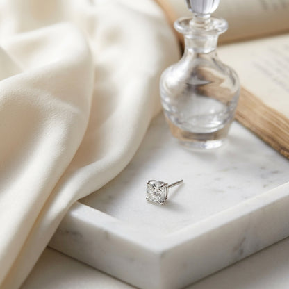 14k White Gold 8-prong Round Brilliant Diamond Stud Earrings (1 Ct. T.w., Si1-si2 Clarity, J-k Color) — atelier still life