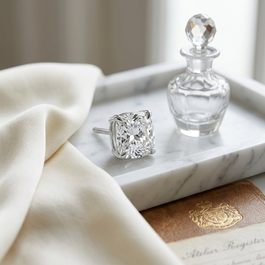 14k White Gold 8-prong Round Brilliant Diamond Stud Earrings (1.47 Ct. T.w., Si1-si2 Clarity, H-i Color) — atelier still life