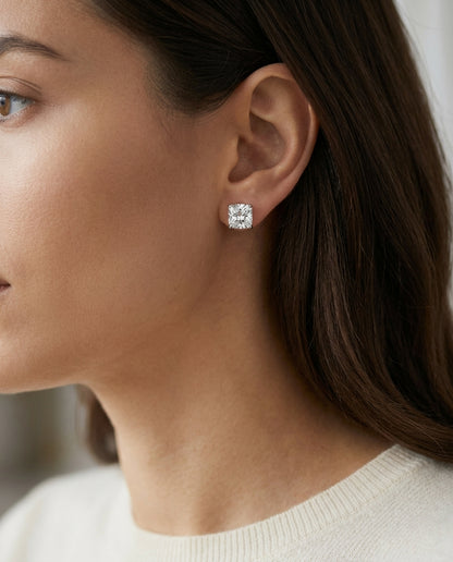 14k White Gold 8-prong Round Brilliant Diamond Stud Earrings (2.09 Ct. T.w., Vs1-vs2 Clarity, H-i Color) — editorial close-up