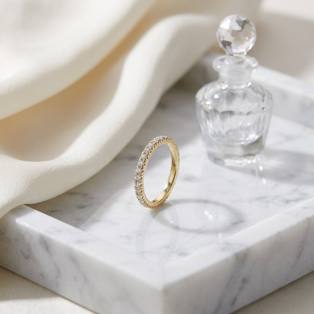 Diamond Slim Prong Band In 14k Yellow Gold (0.32ctw) — atelier still life