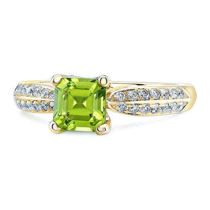 Peridot & Diamond 14ky Ring