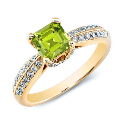 Peridot & Diamond 14ky Ring