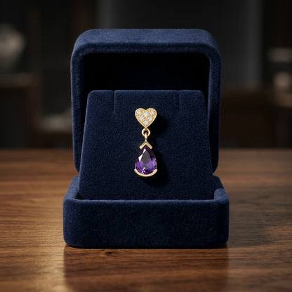 Amethyst And Diamond Drop Earrings In 14k Yellow Gold — gift presentation