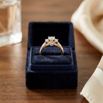 Diamond 3 Stone Bezel Shank Ring In 14k Yellow Gold (1 1/6 Ctw) — velvet box