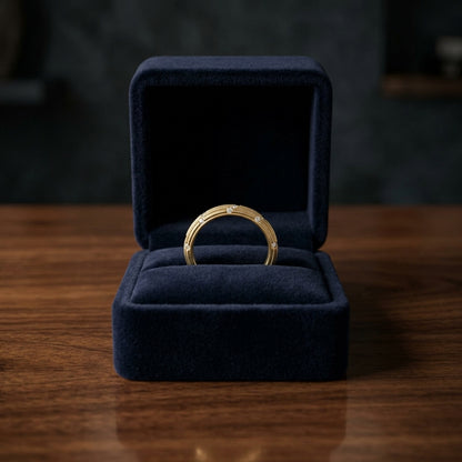 Diamond Striated Stackable Band In 14k Yellow Gold — gift presentation