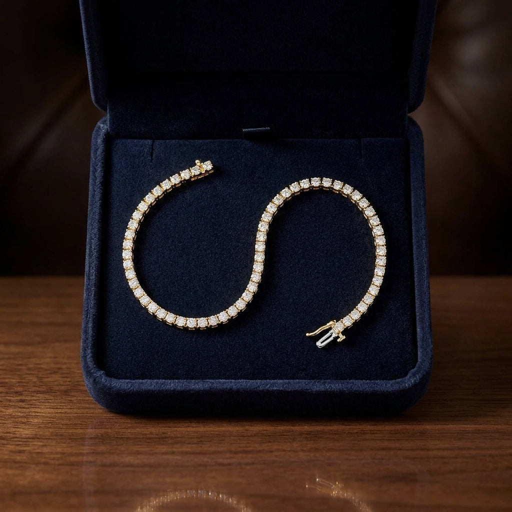 Diamond Round 4-prong Tennis Bracelet In 14k Yellow Gold (4ctw) — gift presentation