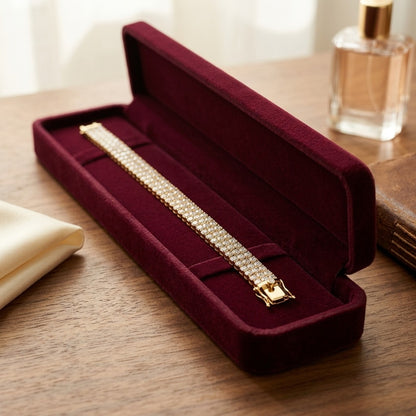 Diamond Round 4-Prong Triple Row Bracelet in 14k Yellow Gold (6.72ctw) — velvet box
