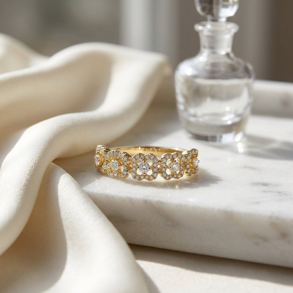 Lace Pave Diamond Band In 14k Yellow Gold — atelier still life