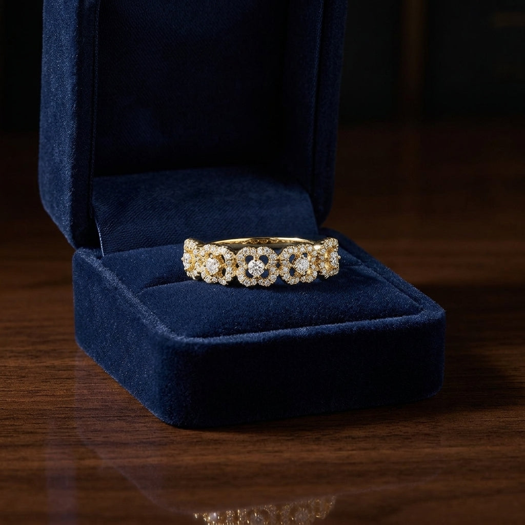 Lace Pave Diamond Band In 14k Yellow Gold — gift presentation