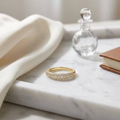 Pave Diamond Ring In 14k Yellow Gold — atelier still life