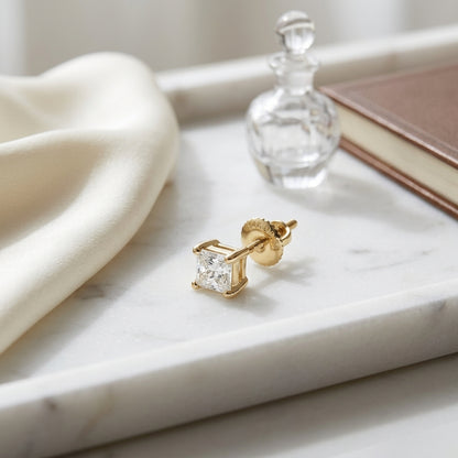 Diamond Princess Cut Stud Earrings In 14k Yellow Gold (0.48 Ctw) — atelier still life