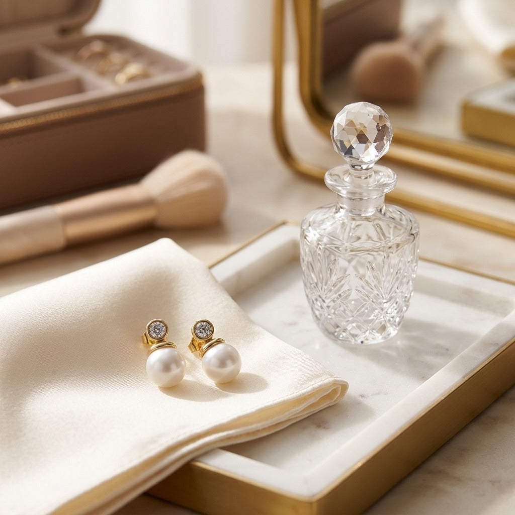 White Akoya Pearl With Diamond Earrings In 14k Yellow Gold — marble silk