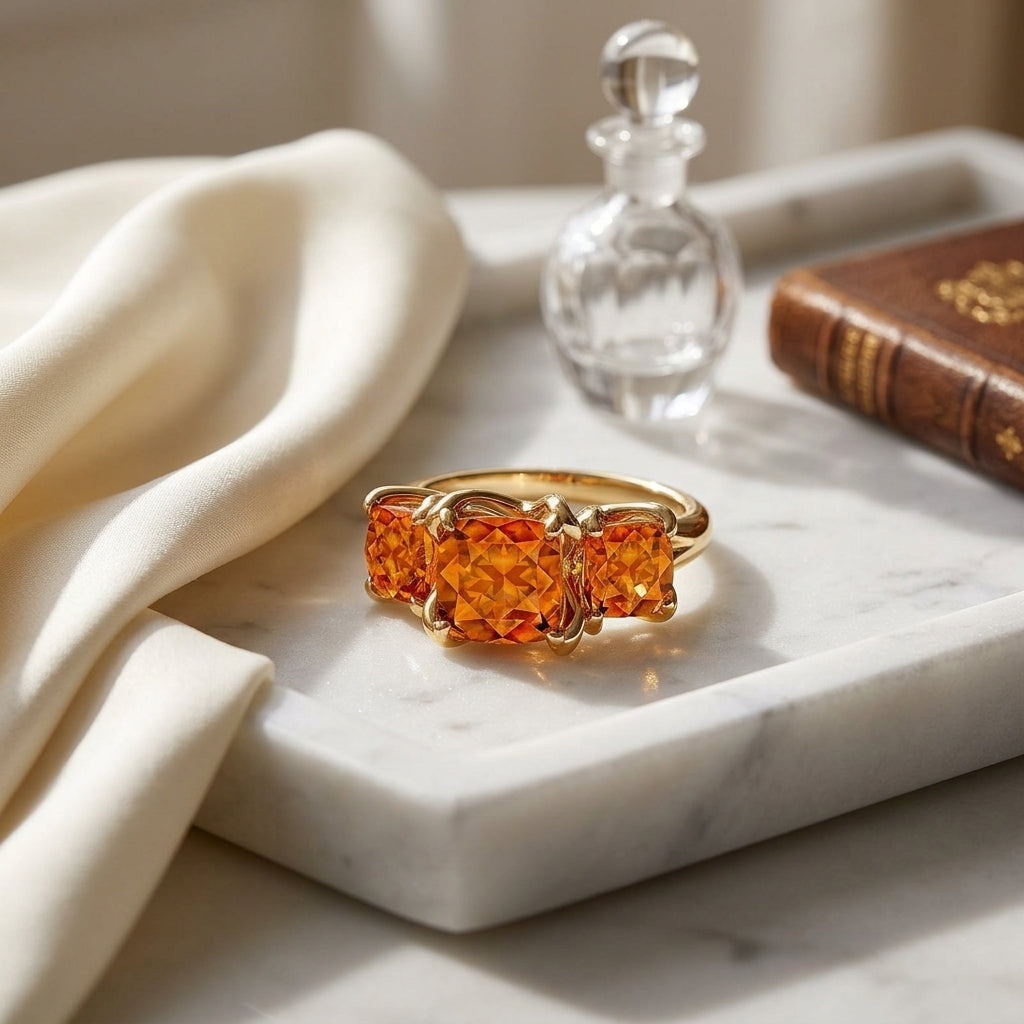 Citrine Three Stone Ring In 14k Yellow Gold — atelier still life