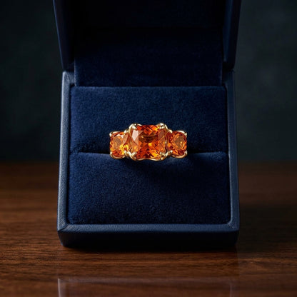 Citrine Three Stone Ring In 14k Yellow Gold — gift presentation