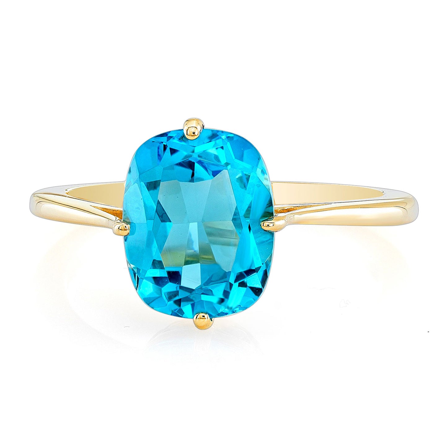 Swiss Blue Topaz Oval Ring In 14k Yellow Gold