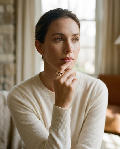 Delicate Diamond Ring In 14k Yellow Gold — portrait full