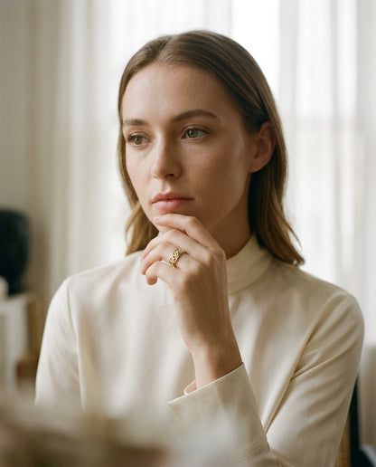 Delicate High Polish Diamond Ring In 14k Yellow Gold — portrait full