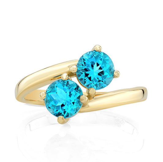 Swiss Blue Topaz Duo Ring In 14k White Gold