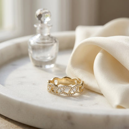 Diamond Pave Open Weave Band In 14k Yellow Gold (3/8 Ct.tw.) — atelier still life