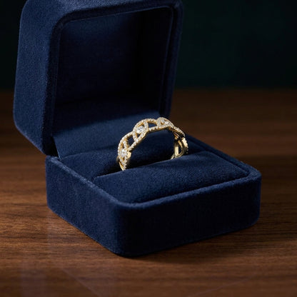Diamond Pave Open Weave Band In 14k Yellow Gold (3/8 Ct.tw.) — gift presentation