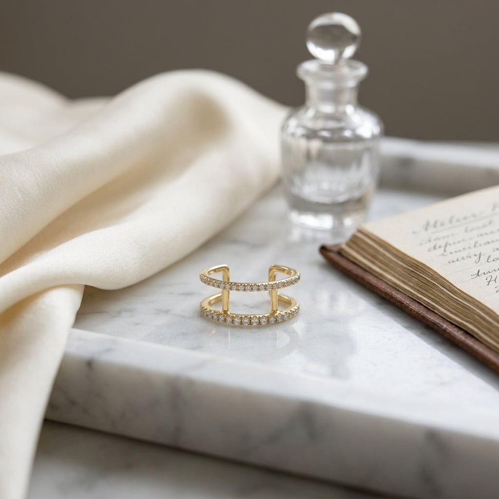 Diamond Pave Openwork Ring In 14k Yellow Gold (3/8 Ct.tw.) — atelier still life