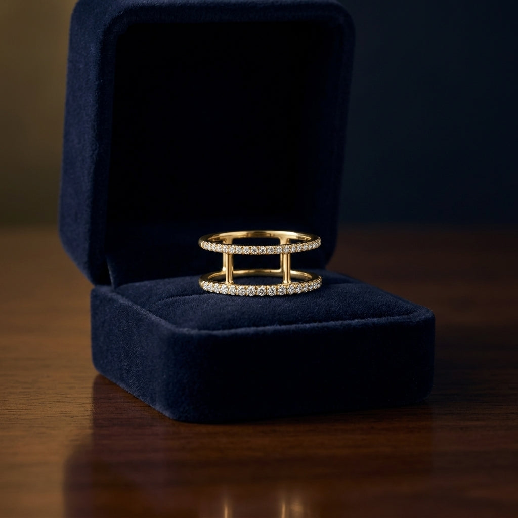 Diamond Pave Openwork Ring In 14k Yellow Gold (3/8 Ct.tw.) — gift presentation
