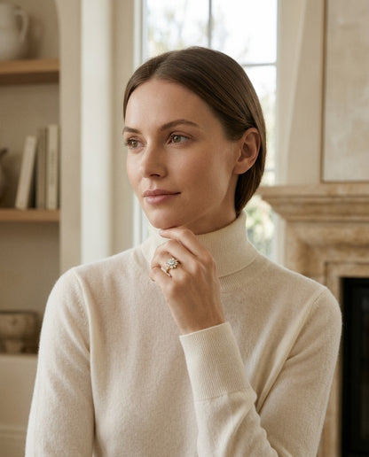 Diamond Round and Baguette Ballerina Ring in 14k Yellow Gold (0.50ct Center) — portrait full