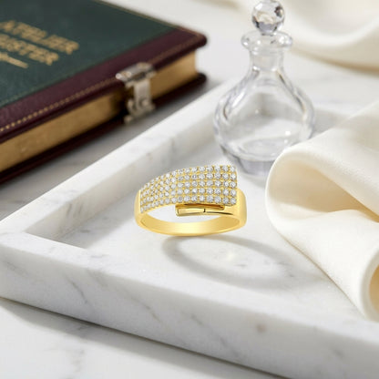 Diamond 3/8ctw Prong Set Overlap Ring in 14K Yellow Gold - lifestyle